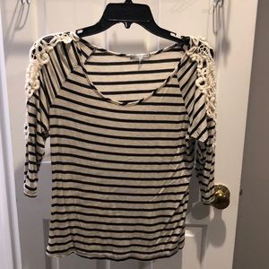 Stripe & CROCHET Top